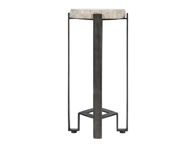 Sayers White Travertine/Oil-Rubbed Bronze Accent Table - Ornate Home