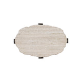 Sayers White Travertine/Oil-Rubbed Bronze Accent Table - Ornate Home