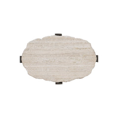 Sayers White Travertine/Oil-Rubbed Bronze Accent Table - Ornate Home