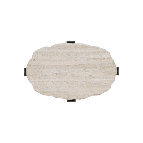 Sayers White Travertine/Oil-Rubbed Bronze Accent Table - Ornate Home