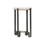 Sayers White Travertine/Oil-Rubbed Bronze Accent Table - Ornate Home