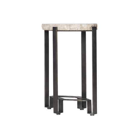 Sayers White Travertine/Oil-Rubbed Bronze Accent Table - Ornate Home
