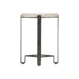 Sayers White Travertine/Oil-Rubbed Bronze Accent Table - Ornate Home