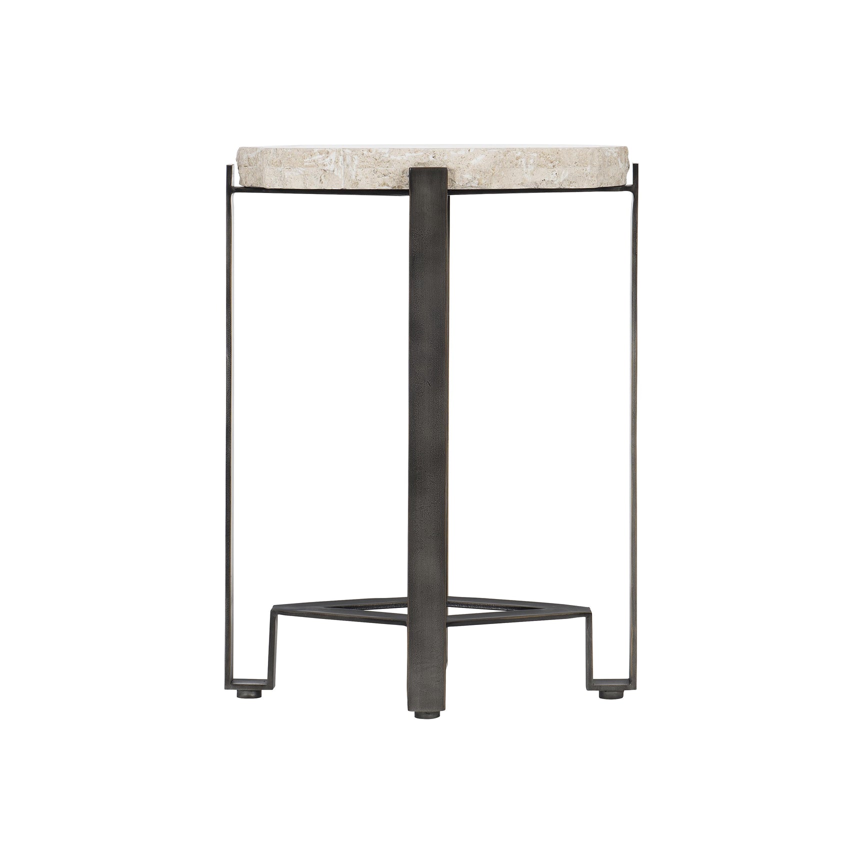 Sayers White Travertine/Oil-Rubbed Bronze Accent Table - Ornate Home