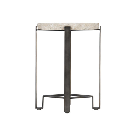 Sayers White Travertine/Oil-Rubbed Bronze Accent Table - Ornate Home