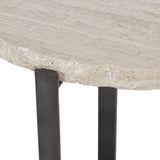 Sayers White Travertine/Oil-Rubbed Bronze Accent Table - Ornate Home
