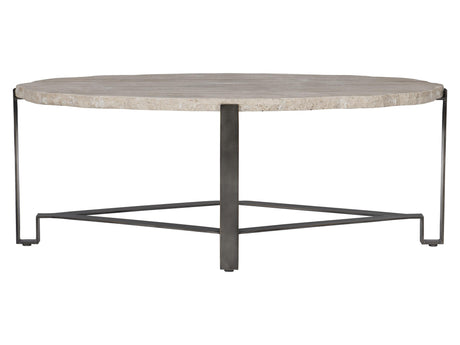 Sayers White Travertine/Oil-Rubbed Bronze Cocktail Table - Ornate Home