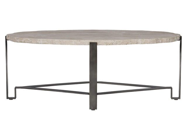 Sayers White Travertine/Oil-Rubbed Bronze Cocktail Table - Ornate Home