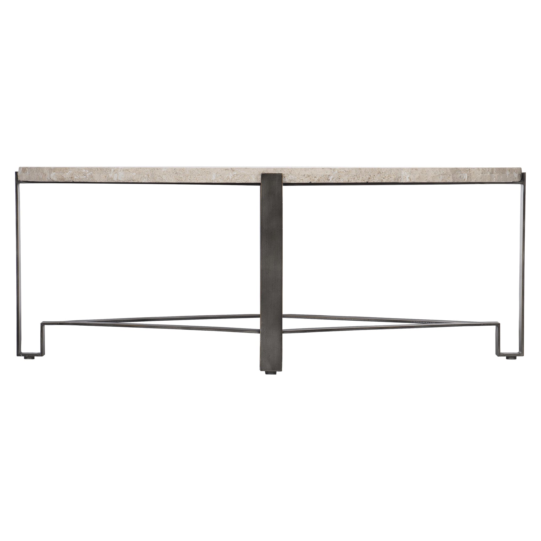 Sayers White Travertine/Oil-Rubbed Bronze Cocktail Table - Ornate Home