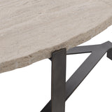 Sayers White Travertine/Oil-Rubbed Bronze Cocktail Table - Ornate Home
