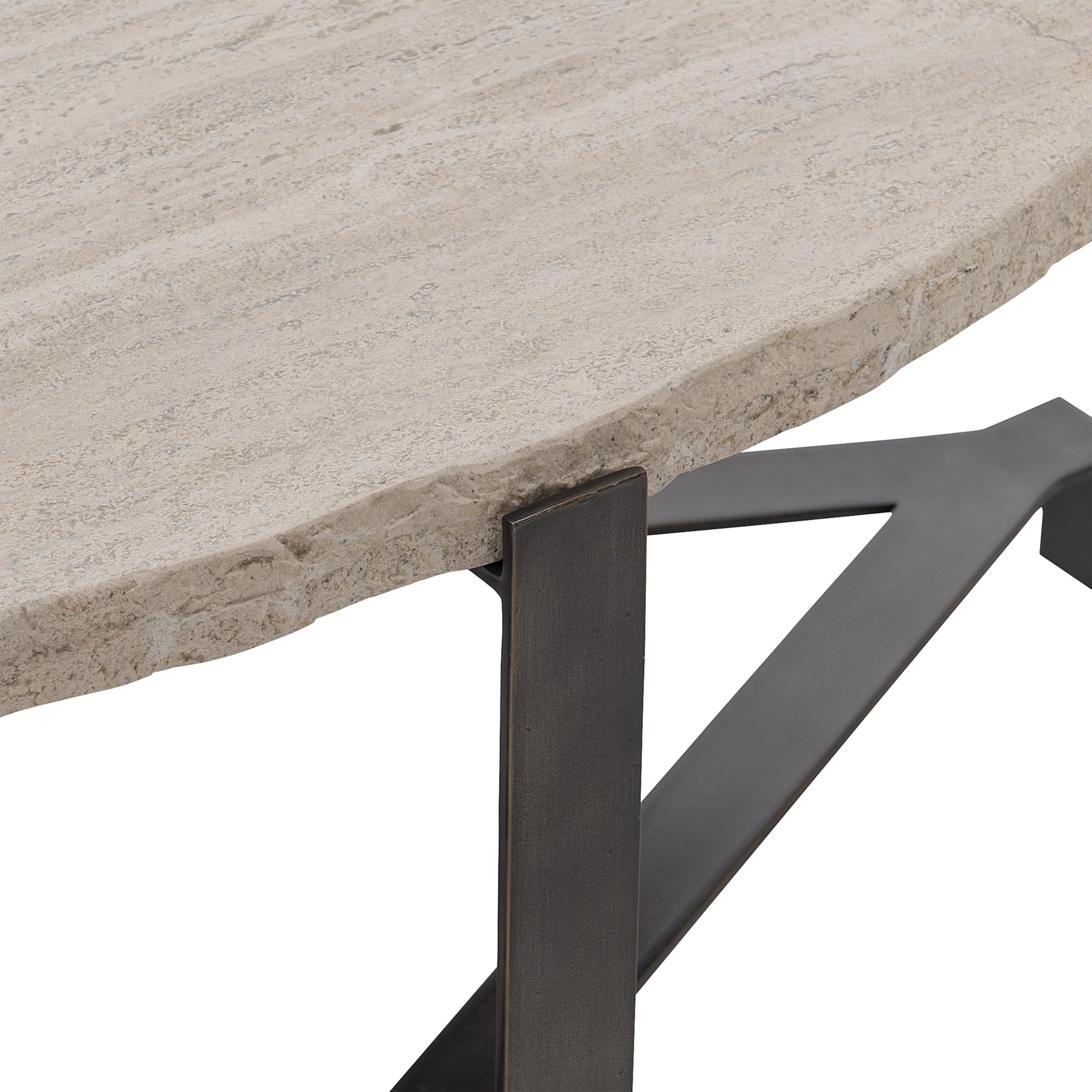 Sayers White Travertine/Oil-Rubbed Bronze Cocktail Table - Ornate Home