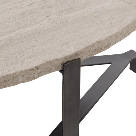Sayers White Travertine/Oil-Rubbed Bronze Cocktail Table - Ornate Home