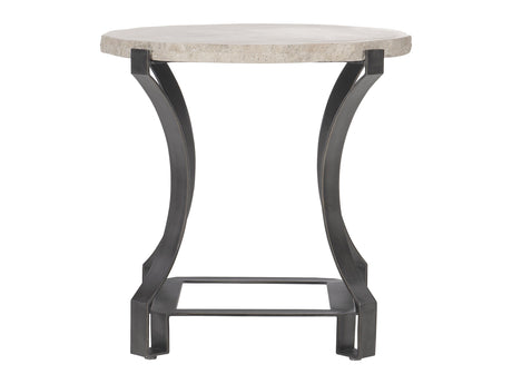 Sayers White Travertine/Oil-Rubbed Bronze Side Table - Ornate Home