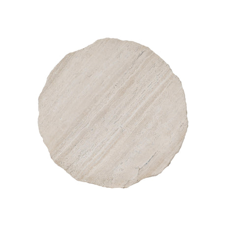 Sayers White Travertine/Oil-Rubbed Bronze Side Table - Ornate Home