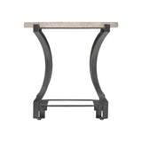 Sayers White Travertine/Oil-Rubbed Bronze Side Table - Ornate Home