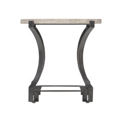 Sayers White Travertine/Oil-Rubbed Bronze Side Table - Ornate Home