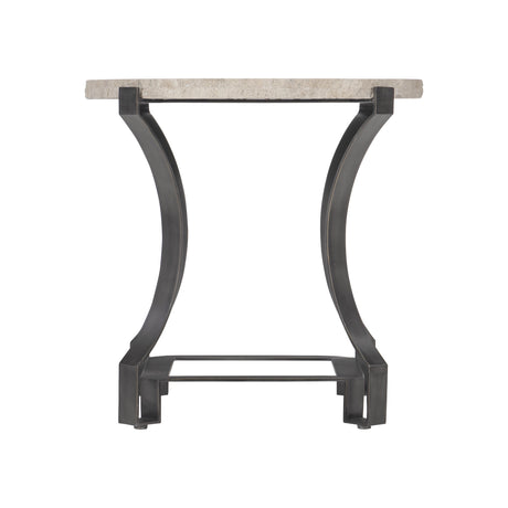 Sayers White Travertine/Oil-Rubbed Bronze Side Table - Ornate Home