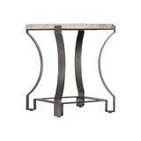 Sayers White Travertine/Oil-Rubbed Bronze Side Table - Ornate Home