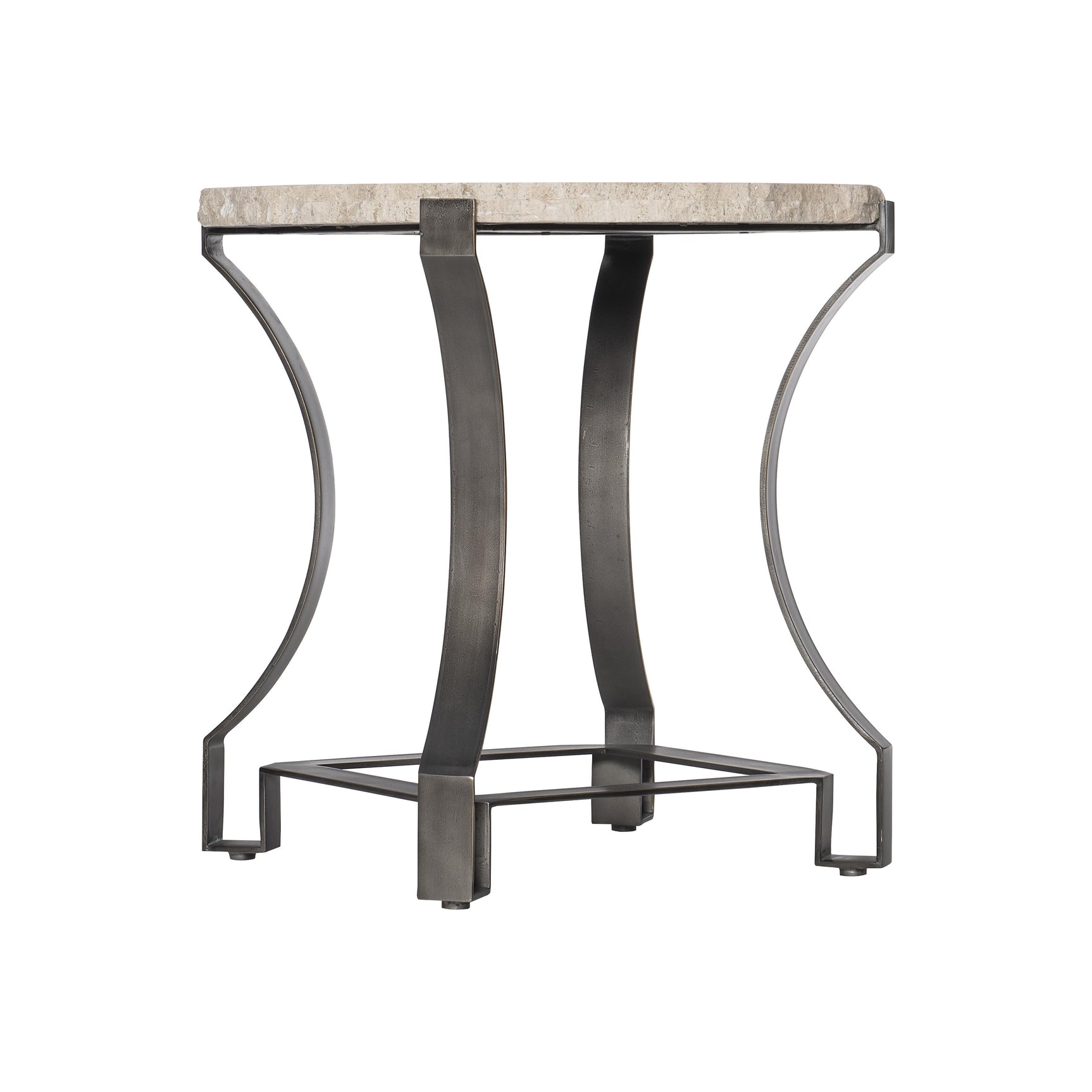 Sayers White Travertine/Oil-Rubbed Bronze Side Table - Ornate Home