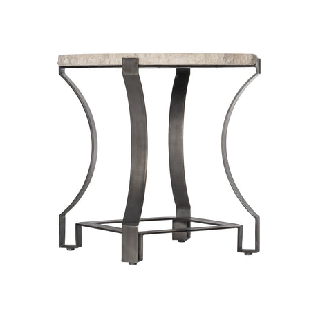 Sayers White Travertine/Oil-Rubbed Bronze Side Table - Ornate Home