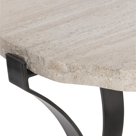 Sayers White Travertine/Oil-Rubbed Bronze Side Table - Ornate Home