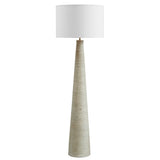 Saylor White/Gray Carved Ribbed Wood Floor Lamp With Drum Shade