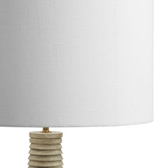 Saylor White/Gray Carved Ribbed Wood Floor Lamp With Drum Shade - Ornate Home