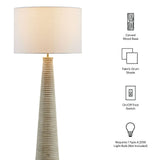 Saylor White/Gray Carved Ribbed Wood Floor Lamp With Drum Shade