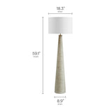Saylor White/Gray Carved Ribbed Wood Floor Lamp With Drum Shade