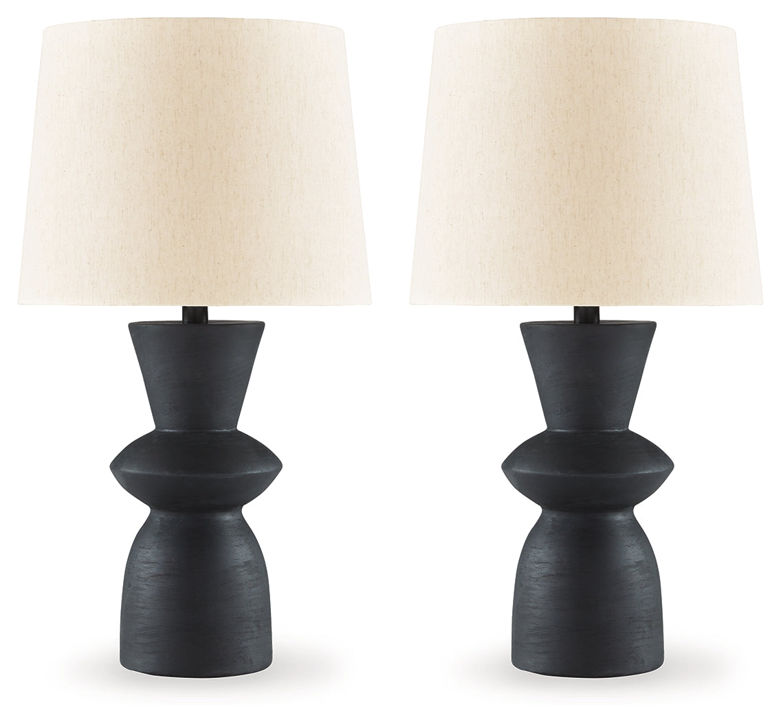 Scarbot Distressed Black Table Lamp (Set of 2) - Ornate Home