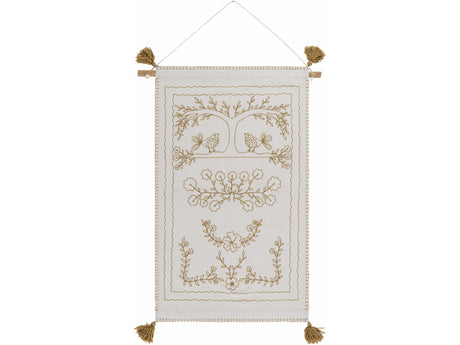 Schaffer Golden Embroidered Floral Wall Hanging - Ornate Home