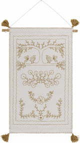 Schaffer Golden Embroidered Floral Wall Hanging - Ornate Home