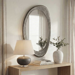 Schiller Antique Nickel Oval Mirror - Ornate Home