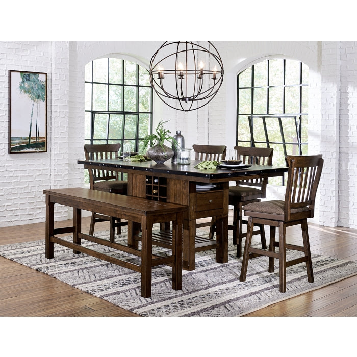 Schleiger Brown Counter Height Bench - Ornate Home