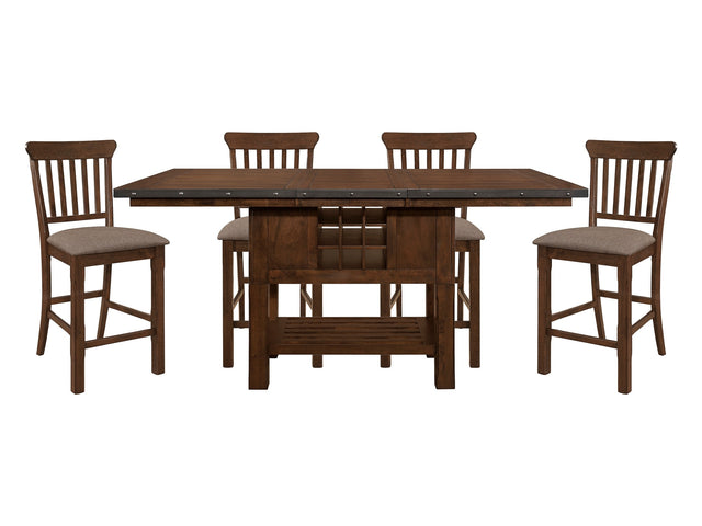 Schleiger Dark Brown 5-piece Dinig Table Set - Ornate Home