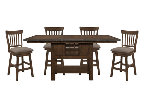 Schleiger Dark Brown 5-piece Dinig Table Set - Ornate Home