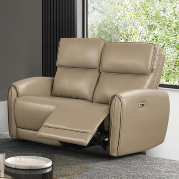 Schlieren Beige Leatherette Reclining Living Room Set - Ornate Home