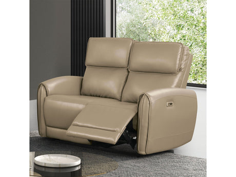 Schlieren Beige Leatherette Reclining Loveseat - Ornate Home
