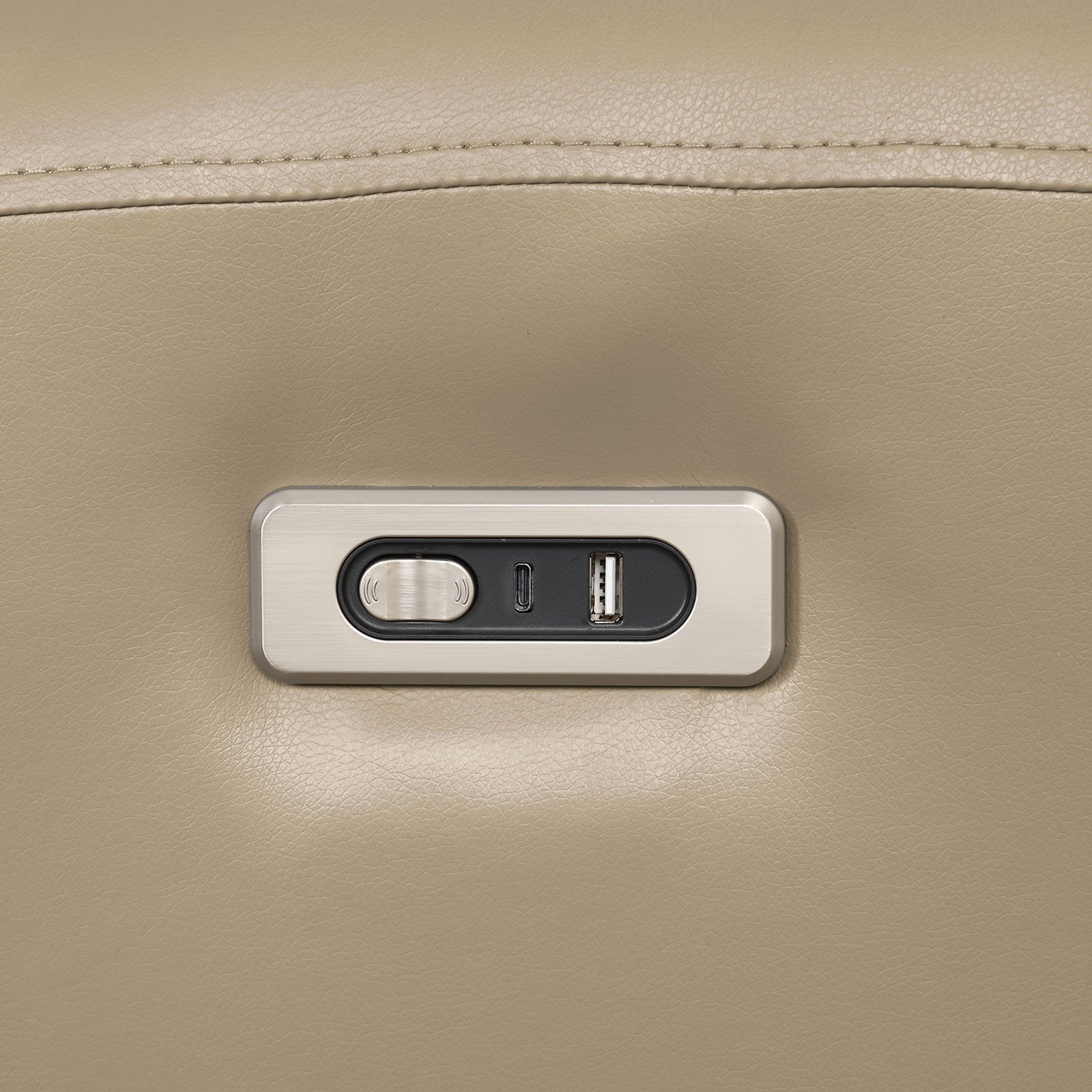 Schlieren Beige Leatherette Reclining Sofa - Ornate Home