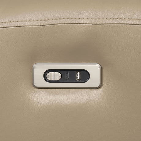 Schlieren Beige Leatherette Reclining Sofa - Ornate Home