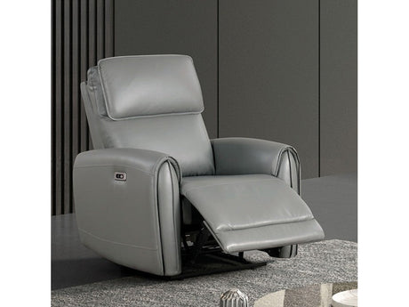 Schlieren Gray Leatherette Power Recliner - Ornate Home