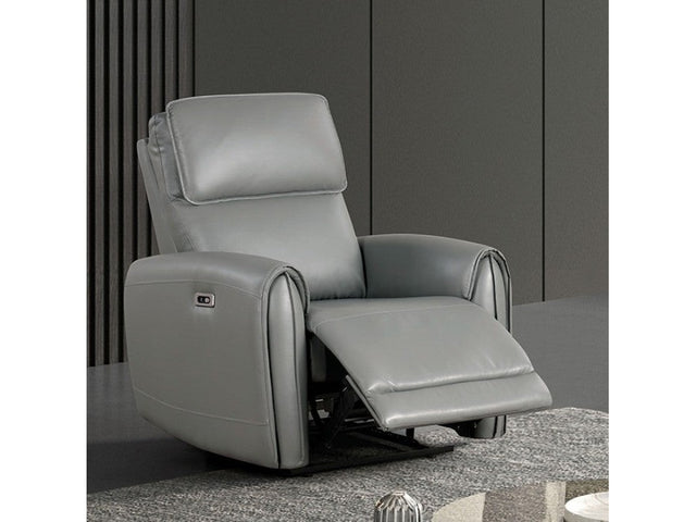 Schlieren Gray Leatherette Power Recliner - Ornate Home
