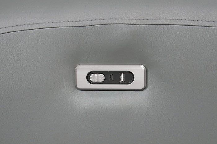 Schlieren Gray Leatherette Power Recliner - Ornate Home