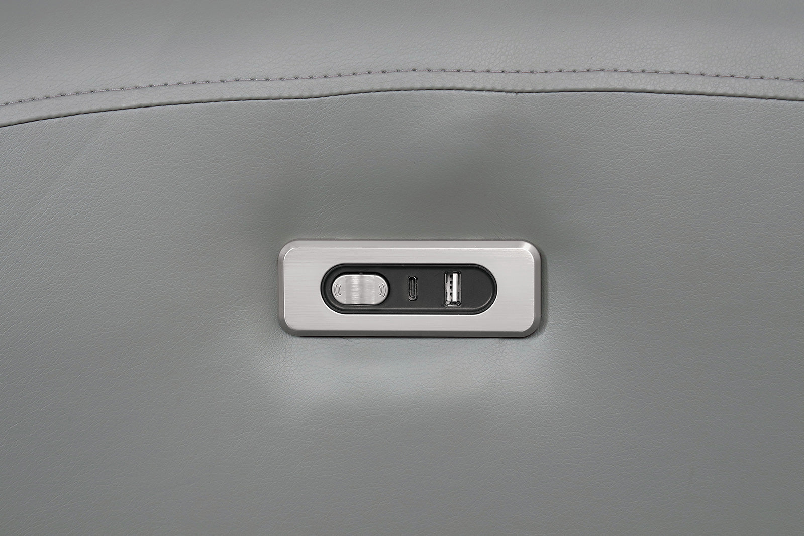 Schlieren Gray Leatherette Reclining Loveseat - Ornate Home