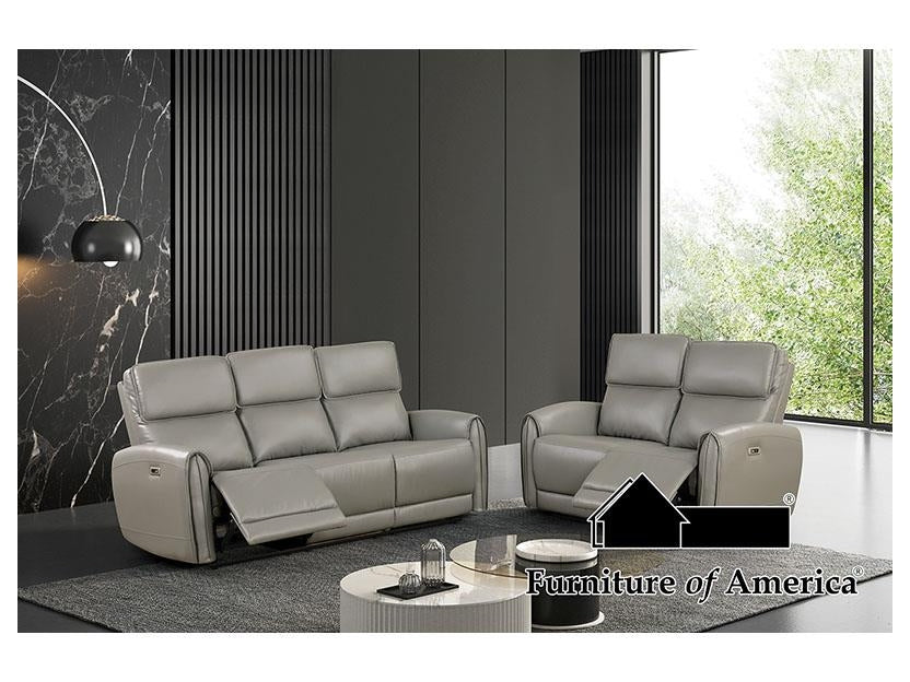 Schlieren Gray Leatherette Reclining Sofa - Ornate Home