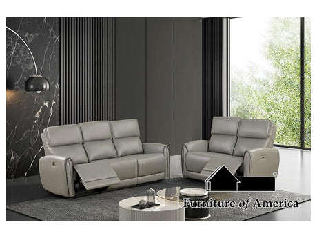 Schlieren Gray Leatherette Reclining Sofa - Ornate Home