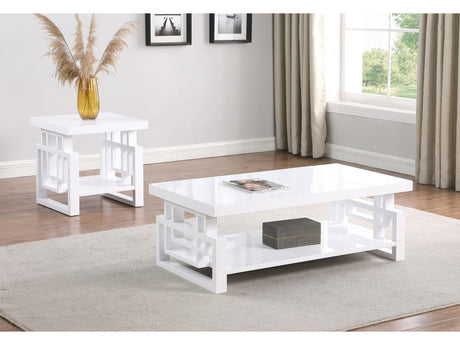 Schmitt White High Gloss 2-piece Coffee and End Table Set - Ornate Home