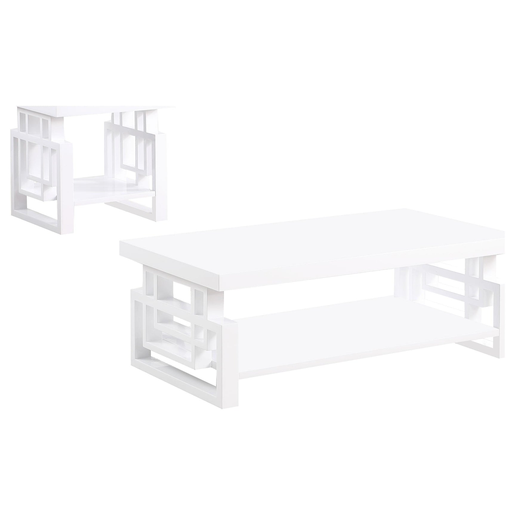 Schmitt White High Gloss 2-piece Coffee and End Table Set - Ornate Home