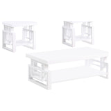 Schmitt White High Gloss 3-piece Coffee and End Table Set - Ornate Home