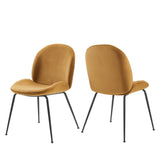 Scoop Cognac Black Powder Coated Steel Leg Performance Velvet Dining Chairs (Set of 2) - Ornate Home